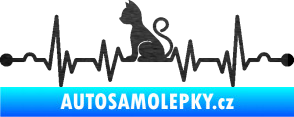 Samolepka Srdeční tep 003 levá kočička škrábaný kov černý