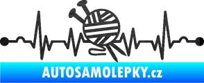 Samolepka Srdeční tep 016 pravá pletení škrábaný kov černý