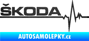 Samolepka Srdeční tep 034 levá Škoda škrábaný kov černý