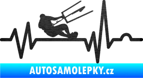 Samolepka Srdeční tep 038 pravá kiteboarding škrábaný kov černý