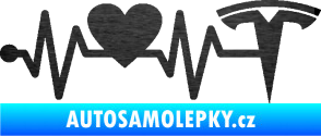Samolepka Srdeční tep 043 pravá Tesla škrábaný kov černý