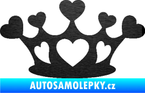Samolepka Srdíčka korunka škrábaný kov černý