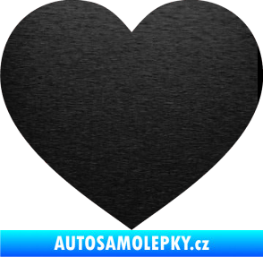 Samolepka Srdíčko 002 škrábaný kov černý