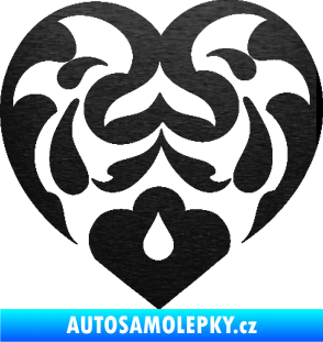 Samolepka Srdíčko 007 škrábaný kov černý