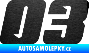 Samolepka Startovní číslo 03 typ 6 škrábaný kov černý