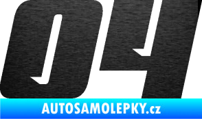 Samolepka Startovní číslo 04 typ 6 škrábaný kov černý
