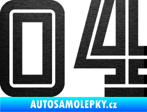 Samolepka Startovní číslo 04 typ 7 škrábaný kov černý