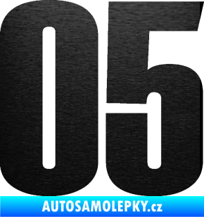 Samolepka Startovní číslo 05 typ 2 škrábaný kov černý