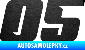 Samolepka Startovní číslo 05 typ 6 škrábaný kov černý