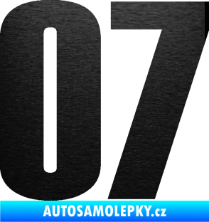 Samolepka Startovní číslo 07 typ 2   škrábaný kov černý