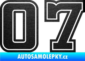Samolepka Startovní číslo 07 typ 5 škrábaný kov černý