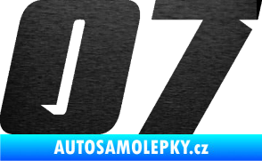 Samolepka Startovní číslo 07 typ 6 škrábaný kov černý