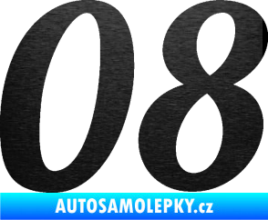 Samolepka Startovní číslo 08 typ 3 škrábaný kov černý