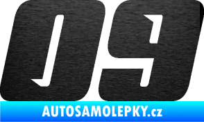 Samolepka Startovní číslo 09 typ 6 škrábaný kov černý
