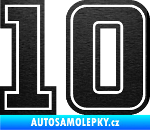 Samolepka Startovní číslo 10 typ 5 škrábaný kov černý