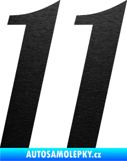 Samolepka Startovní číslo 11 typ 3   škrábaný kov černý