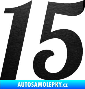Samolepka Startovní číslo 15 typ 3      škrábaný kov černý