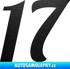 Samolepka Startovní číslo 17 typ 3        škrábaný kov černý
