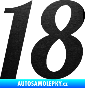 Samolepka Startovní číslo 18 typ 3         škrábaný kov černý