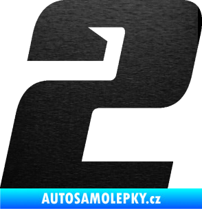 Samolepka Startovní číslo 2 typ 6 škrábaný kov černý