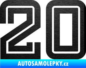Samolepka Startovní číslo 20 typ 7 škrábaný kov černý