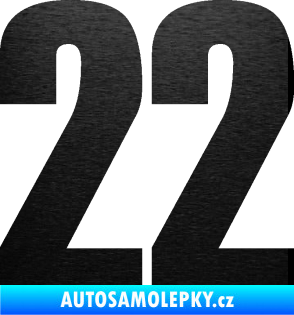 Samolepka Startovní číslo 22 typ 2         škrábaný kov černý