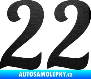 Samolepka Startovní číslo 22 typ 3 škrábaný kov černý
