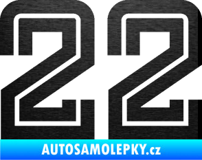 Samolepka Startovní číslo 22 typ 7 škrábaný kov černý