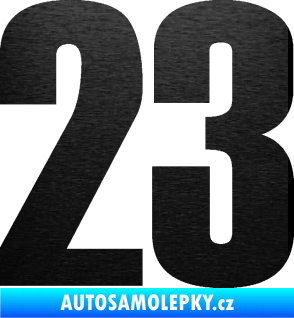 Samolepka Startovní číslo 23 typ 2          škrábaný kov černý