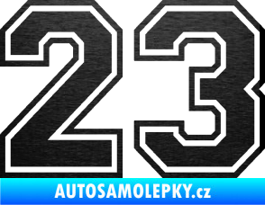 Samolepka Startovní číslo 23 typ 4 škrábaný kov černý