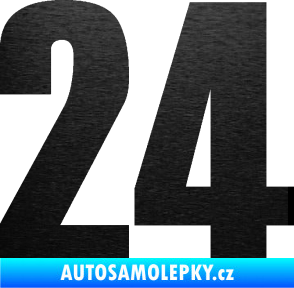Samolepka Startovní číslo 24 typ 2      škrábaný kov černý