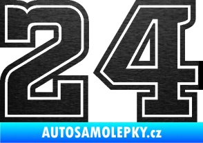 Samolepka Startovní číslo 24 typ 5 škrábaný kov černý