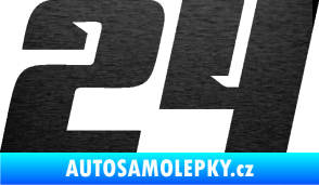 Samolepka Startovní číslo 24 typ 6 škrábaný kov černý