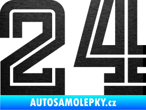 Samolepka Startovní číslo 24 typ 7 škrábaný kov černý