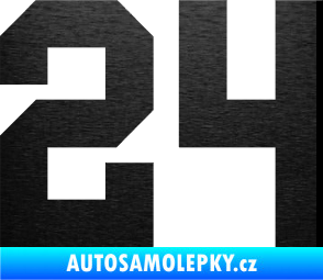 Samolepka Startovní číslo 24 škrábaný kov černý