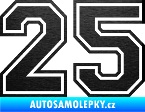 Samolepka Startovní číslo 25 typ 4 škrábaný kov černý