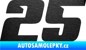 Samolepka Startovní číslo 25 typ 6 škrábaný kov černý