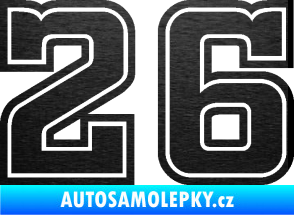Samolepka Startovní číslo 26 typ 5 škrábaný kov černý