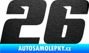 Samolepka Startovní číslo 26 typ 6 škrábaný kov černý