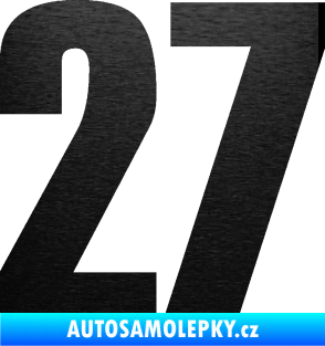 Samolepka Startovní číslo 27 typ 2     škrábaný kov černý