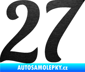 Samolepka Startovní číslo 27 typ 3 škrábaný kov černý