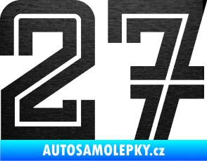 Samolepka Startovní číslo 27 typ 7 škrábaný kov černý