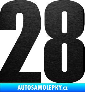 Samolepka Startovní číslo 28 typ 2    škrábaný kov černý