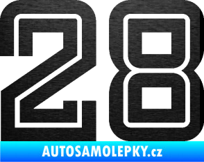 Samolepka Startovní číslo 28 typ 7 škrábaný kov černý