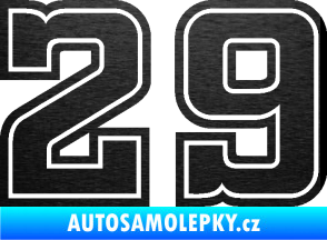 Samolepka Startovní číslo 29 typ 5 škrábaný kov černý