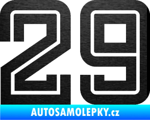 Samolepka Startovní číslo 29 typ 7 škrábaný kov černý