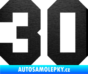 Samolepka Startovní číslo 30 škrábaný kov černý