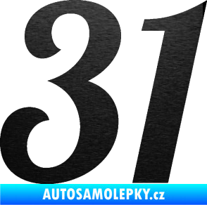 Samolepka Startovní číslo 31 typ 3 škrábaný kov černý