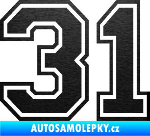 Samolepka Startovní číslo 31 typ 4 škrábaný kov černý