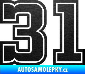Samolepka Startovní číslo 31 typ 5 škrábaný kov černý